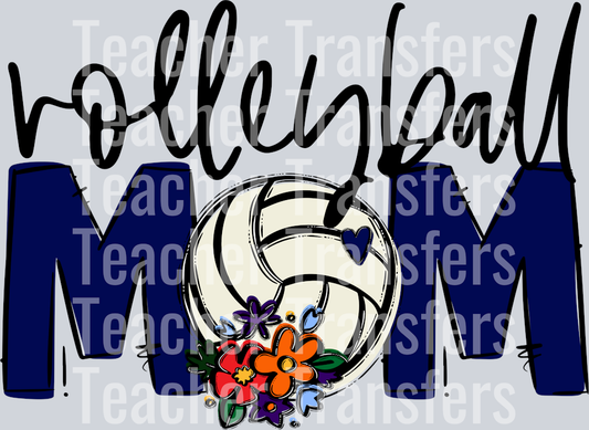 Volleyball Mom Navy Blue Flowers