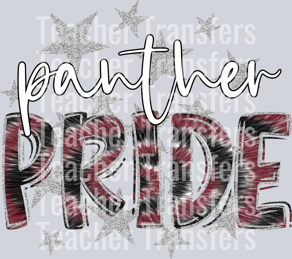 Panther Pride Maroon Tie Dye Silver Stars