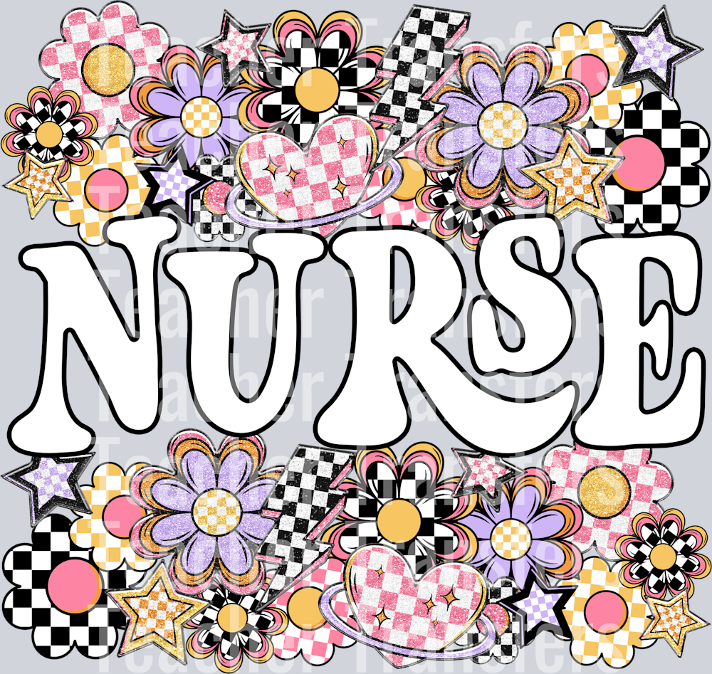 Funky Flowers Words NURSE