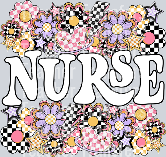 Funky Flowers Words NURSE