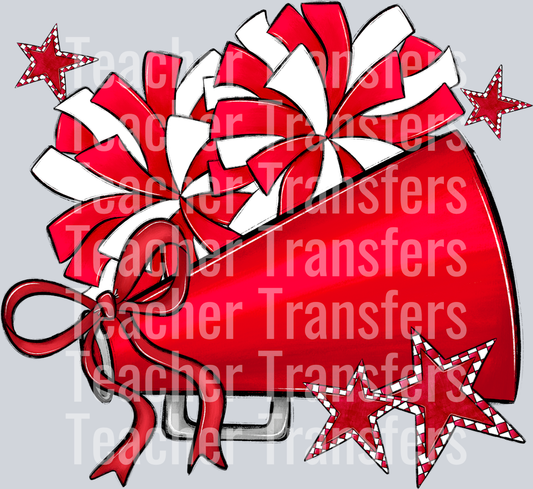 Cheer Megaphones and Stars RED