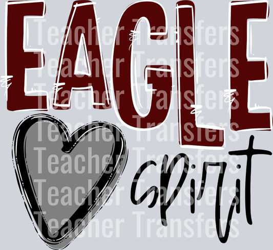 Team Go Spirit Grey Heart Maroon with white Outline