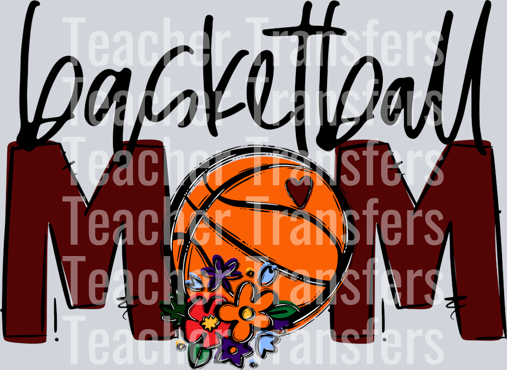 Basketball Mom Maroon Flowers