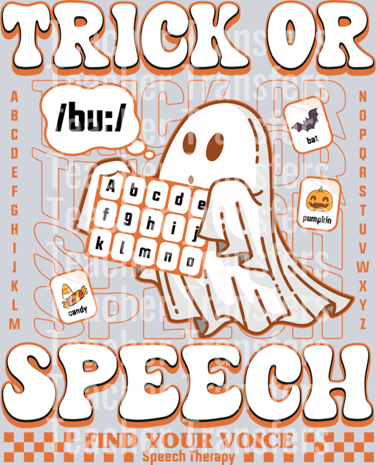 Halloween Themed Speech Therapy Trick or Speech SLP Ghost Sweatshirt