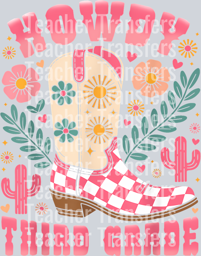 5 Howdy Third Grade Western 3Rd Grade Teacher Cowboy Cowgirls T-Shirt