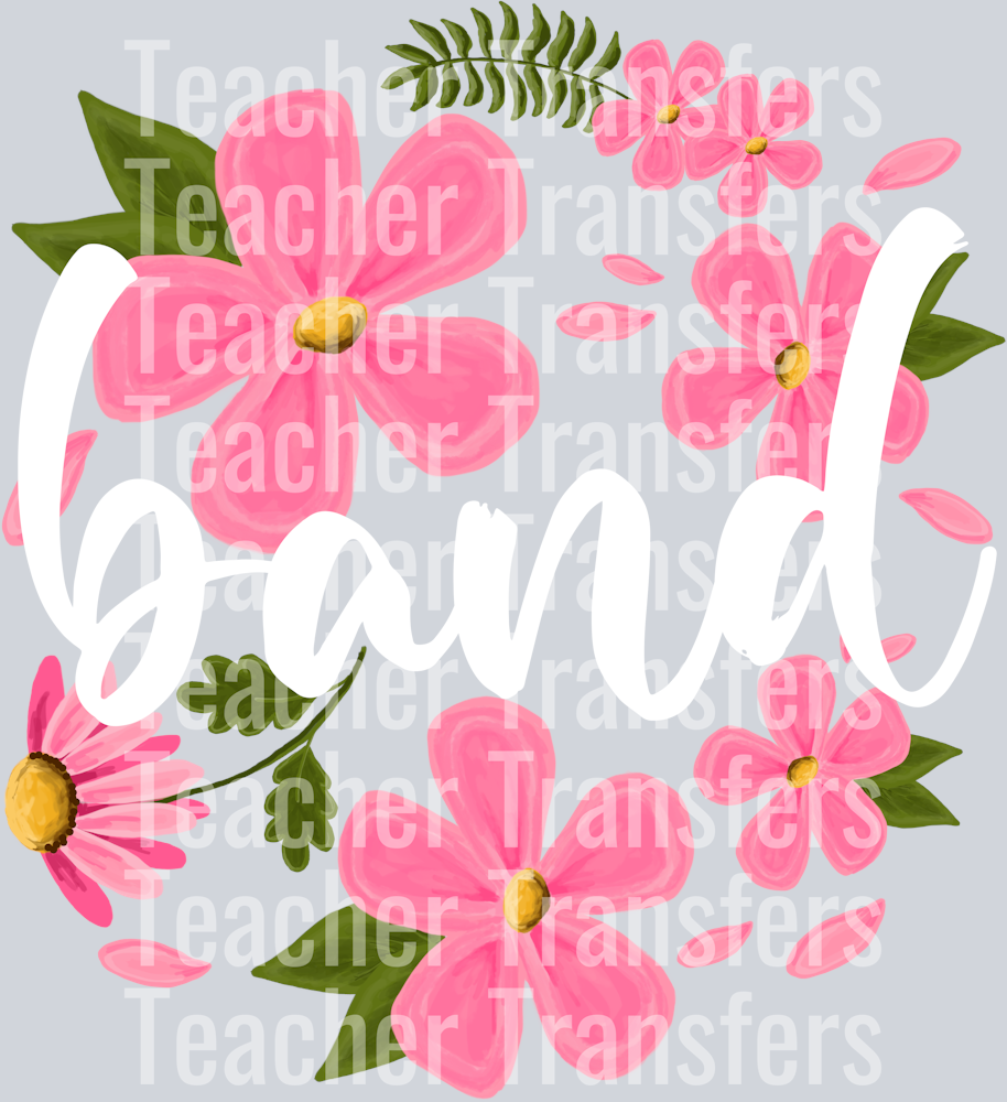 Band - WHITE LETTERING Floral Background for Activities