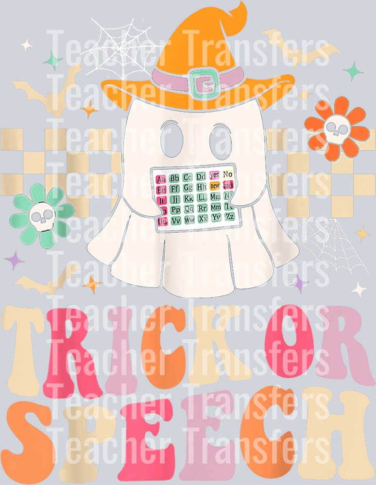 Trick or Speech AAC Spooky Ghost Therapy SLP Halloween T-Shirt