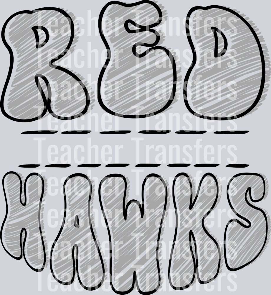 Sketch Mascot Names RED HAWKS GRAY BLACK