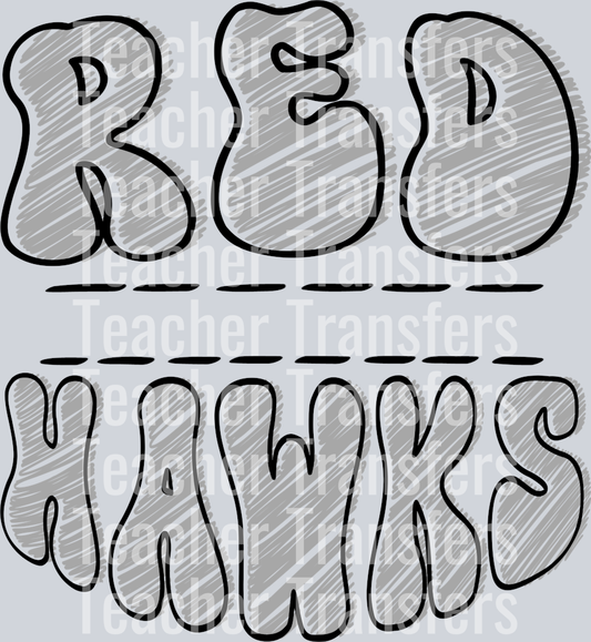 Sketch Mascot Names RED HAWKS GRAY BLACK