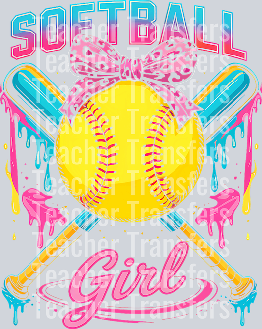 Softball Player Ice Cream Softball Drip Softball Drip Girls T-Shirt