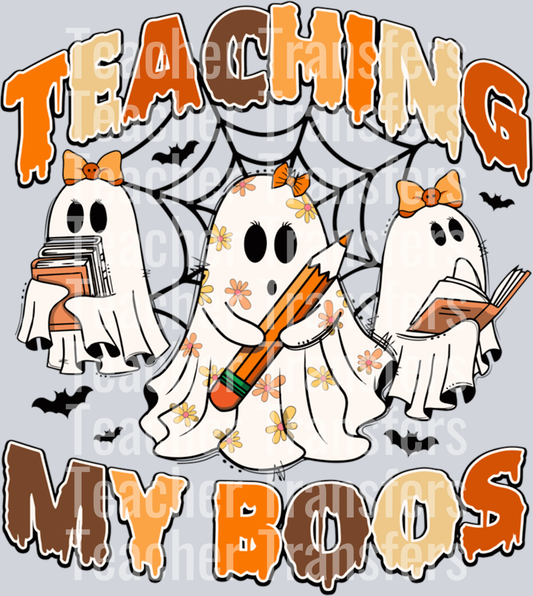Retro Teaching My Boos Teacher Halloween Ghost Teacher Book Sweatshirt
