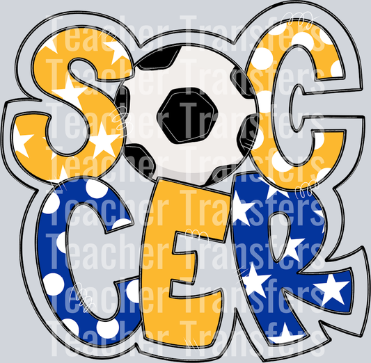 Soccer Word Art Yellow and Royal