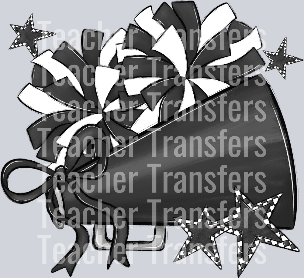 Cheer Megaphones and Stars GRAY