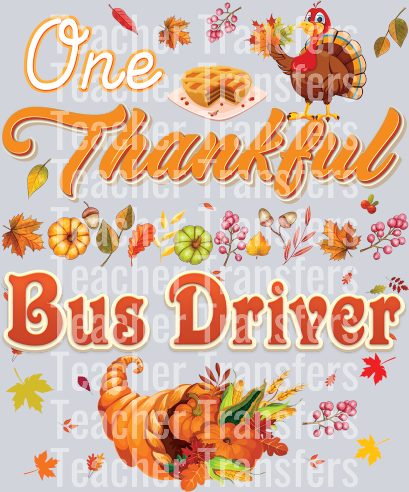 One Thankful Bus Driver Turkey Thanksgiving Blessed Pumpkin Long Sleeve T-Shirt