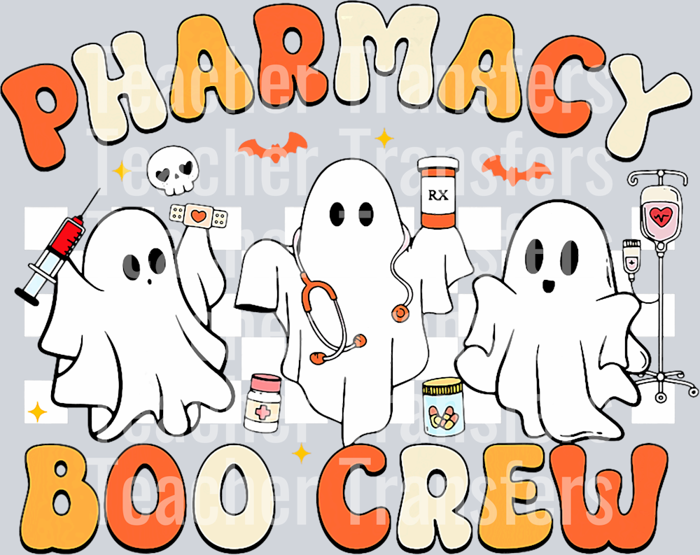 Retro Pharmacy Boo Crew Ghost Pharmacist Tech Halloween T-Shirt