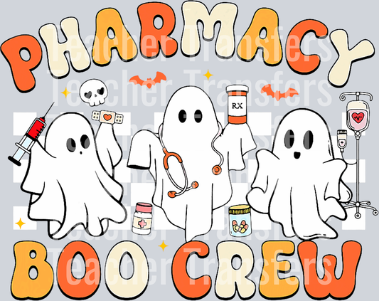 Retro Pharmacy Boo Crew Ghost Pharmacist Tech Halloween T-Shirt
