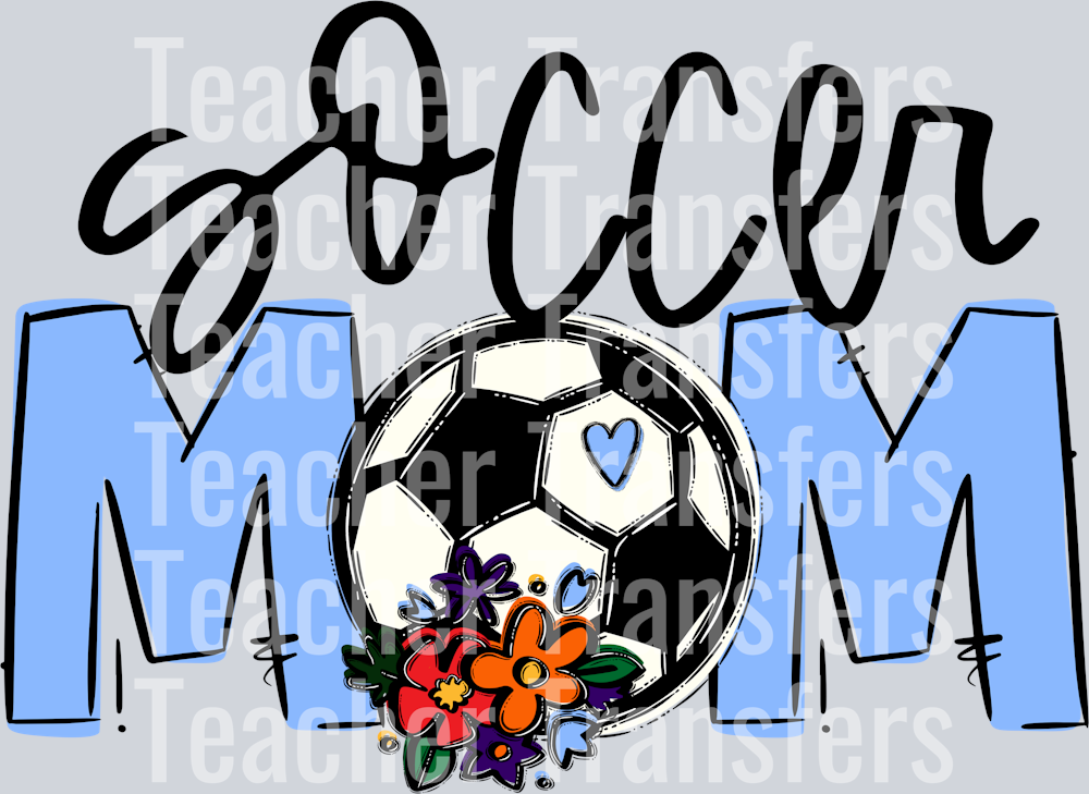 Soccer Mom Columbia blue Flowers