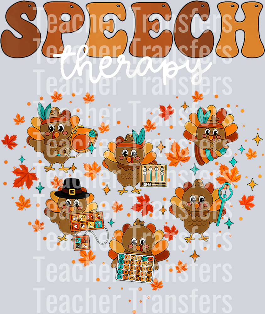 Speech Therapy Turkey Heart SLP Therapist Fall Thanksgiving T-Shirt