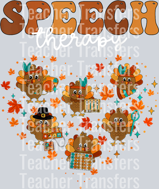 Speech Therapy Turkey Heart SLP Therapist Fall Thanksgiving T-Shirt