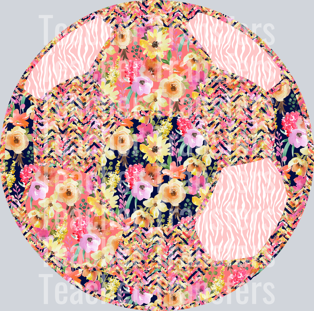 Navy Peach Patchwork Soccer Ball