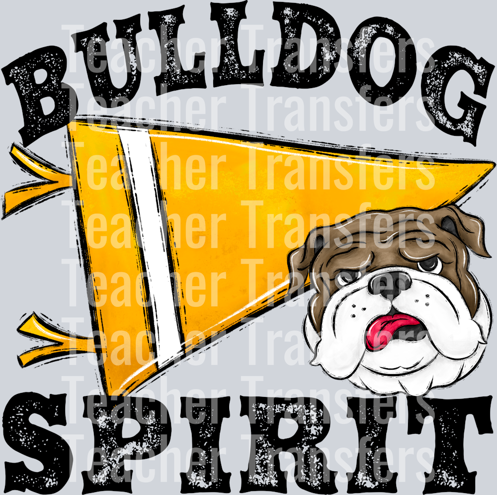 Pennant Mascots Bulldog Spirit Yellow Gold