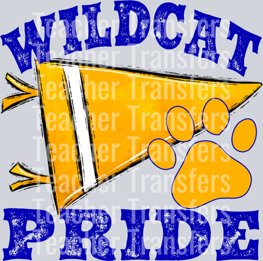 Pennant Mascots Wildcats Yellow and Blue Pride v1