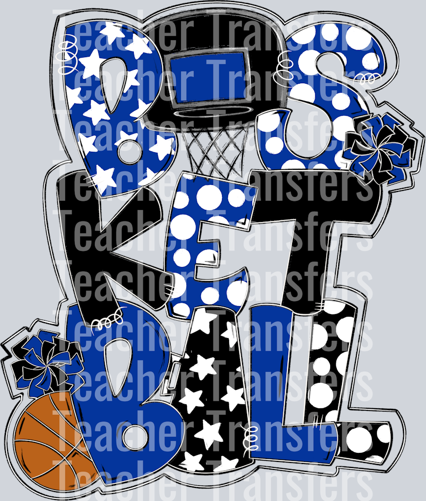 Basketball Word Art Royal Black