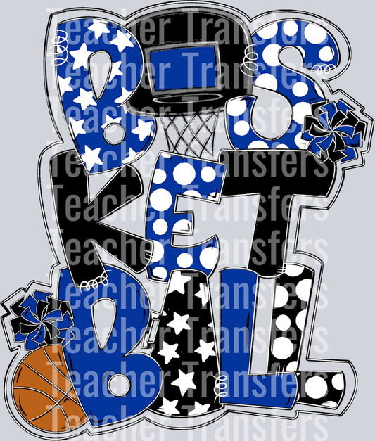 Basketball Word Art Royal Black