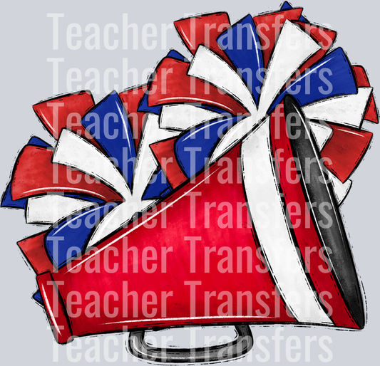 Cheer Poms and Megaphones Red and Royal