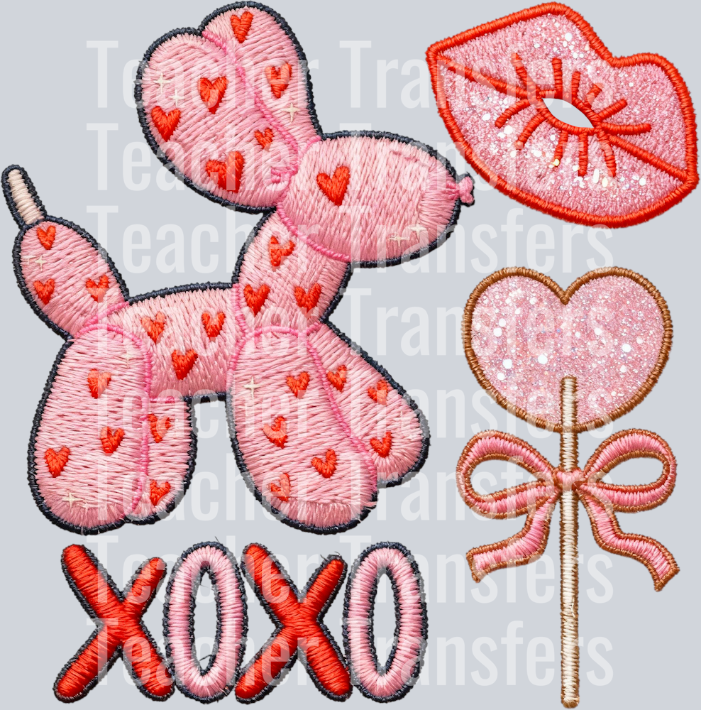 Vday balloon doggie faux emb collage HWDS