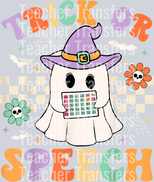 Trick or Speech Halloween SLP Retro Speech Therapy Halloween T-Shirt