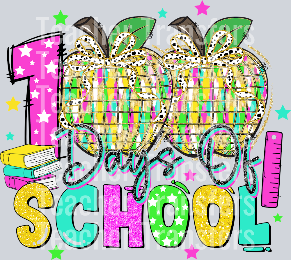 glitter 100 days teacher apple