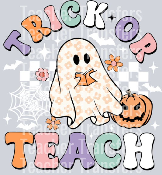 Retro Trick or Teach Teacher Halloween Ghost Teacher Boo Kid Sweatshirt