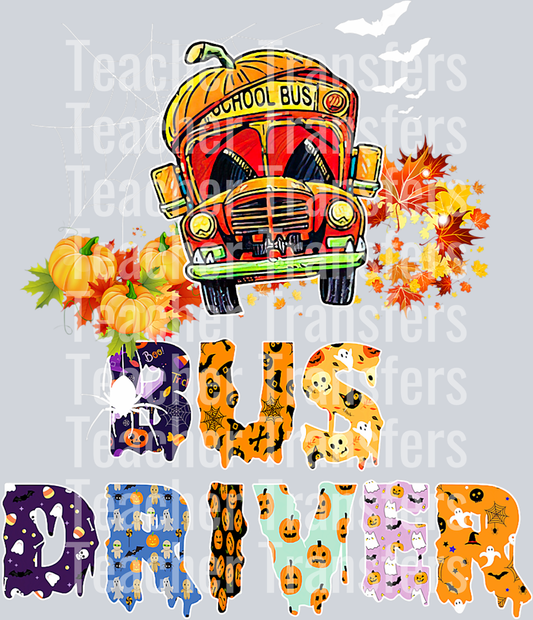 Bus Driver School Bus Halloween Costume With Pumpkin Men T-Shirt