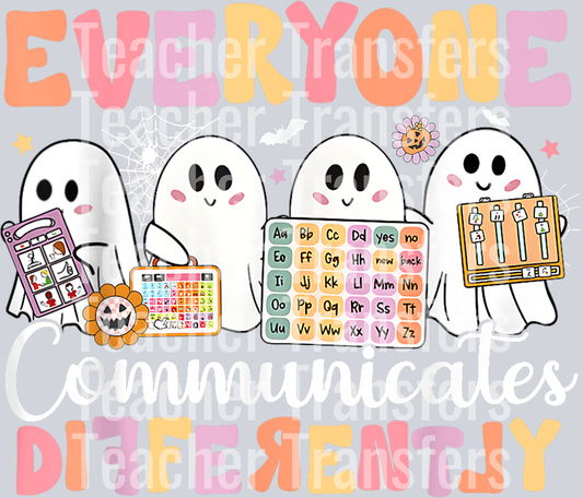 Speech Therapy Everyone Communicate Differently Halloween T-Shirt