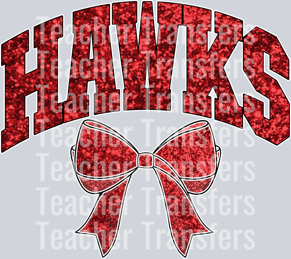 HAWKS RED WHITE COLLEGIATE GLITTER MASCOTS
