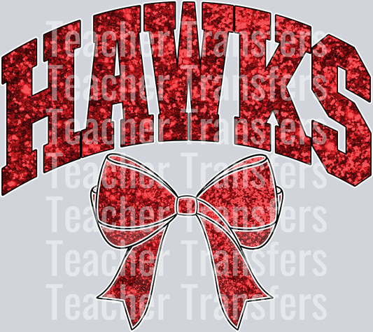 HAWKS RED WHITE COLLEGIATE GLITTER MASCOTS