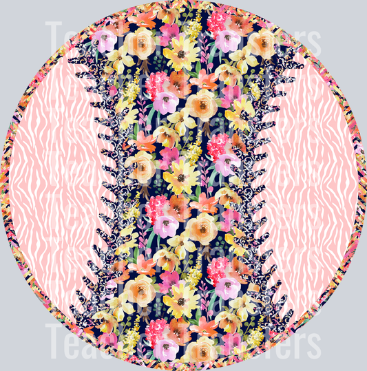 Navy Peach Patchwork Baseball Softball