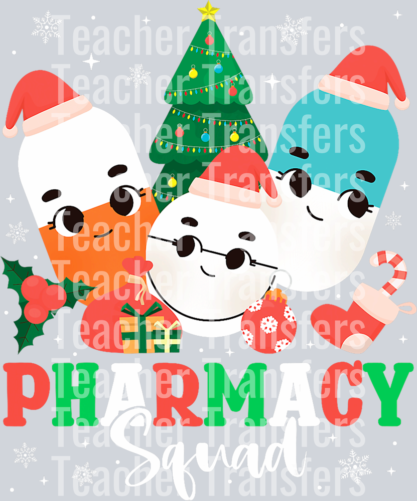 Funny Pharmacy tech Squad Christmas Matching Holiday Pajama T-Shirt (1)