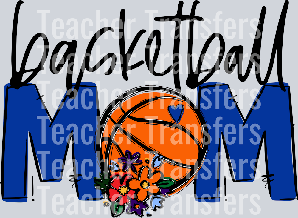 Basketball Mom Royal Blue Flowers