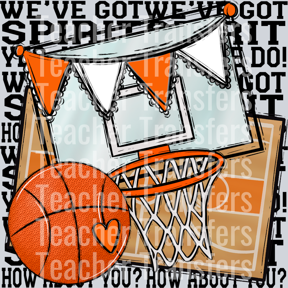 We_ve Got Spirit BASKETBALL BLACK PRINT ORANGE