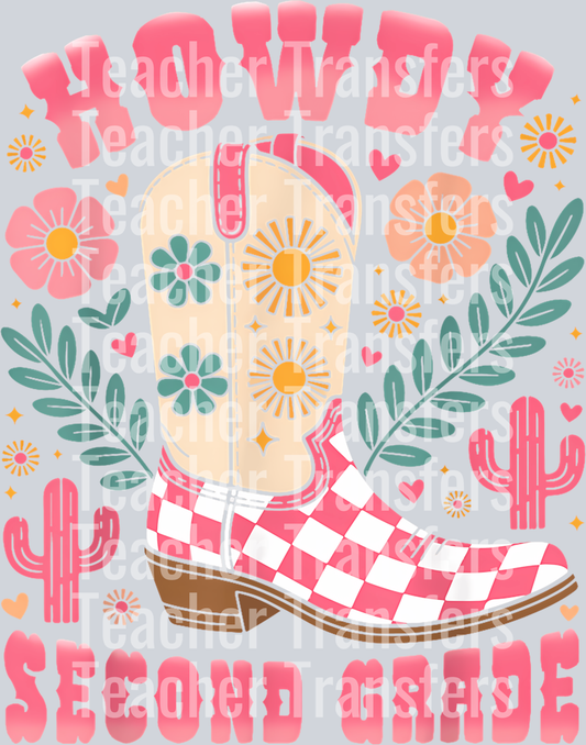 1 Howdy Second Grade Western 2Nd Grade Teacher Cowboy Cowgirls T-Shirt