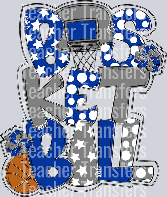 Basketball Word Art ROYAL GRAY