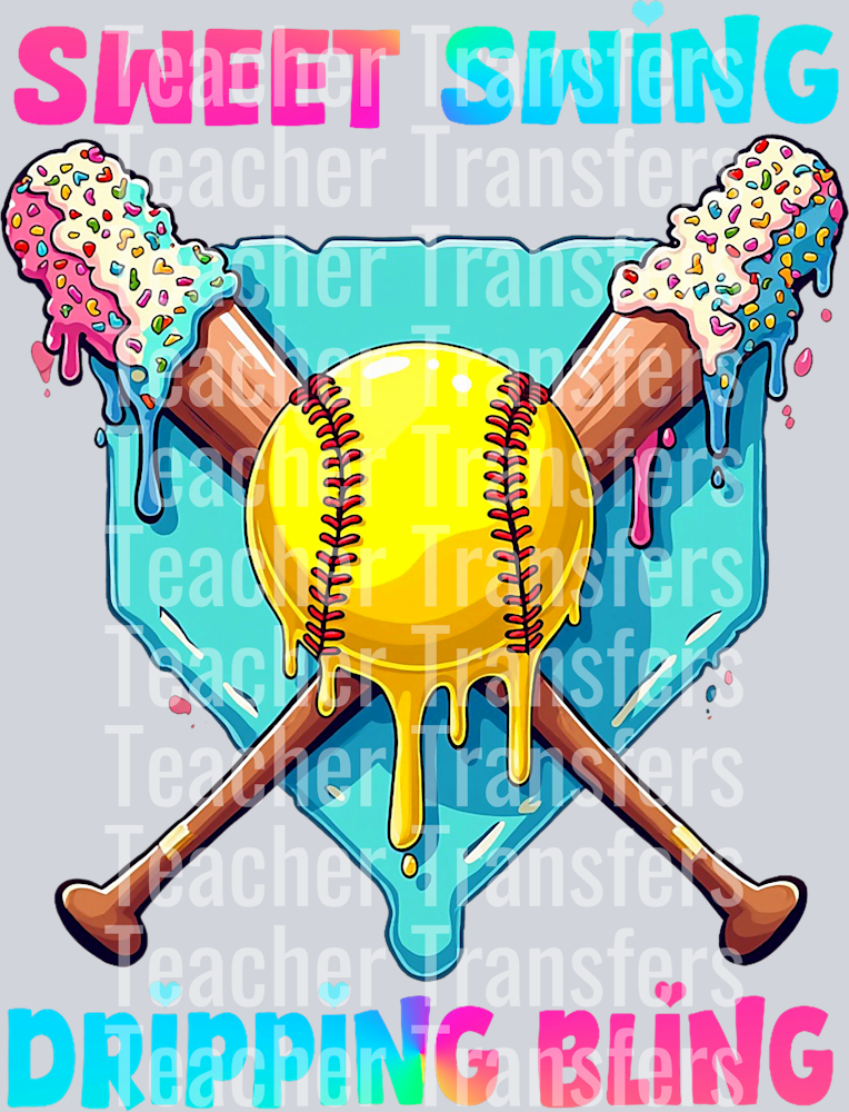 Softball Home Plate Drip for Girls Boys Ice Cream Spinkle T-Shirt