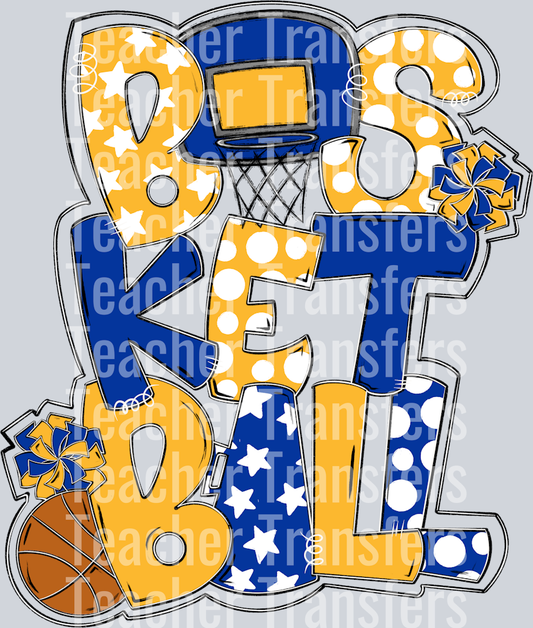 Basketball Word Art Royal Yellow