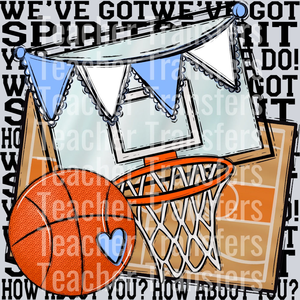 We_ve Got Spirit BASKETBALL BLACK PRINT COLUMBIA BLUE