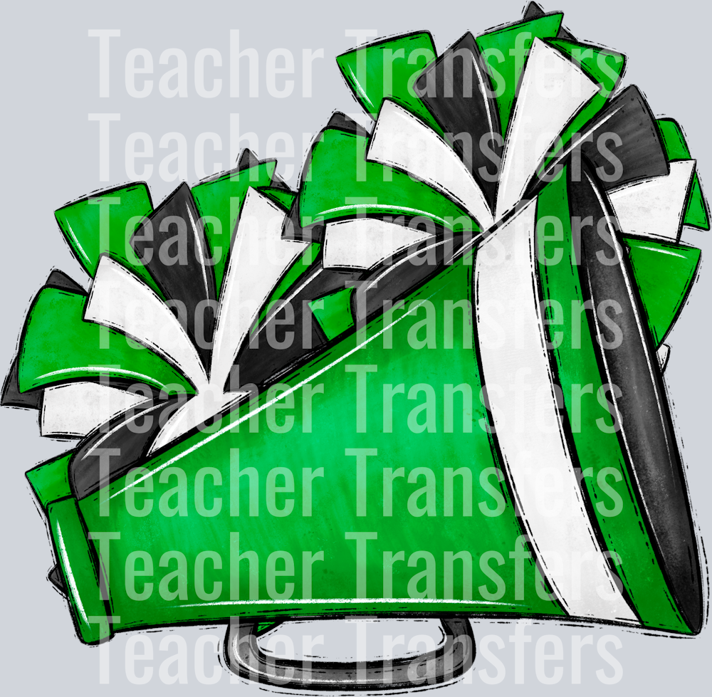 Cheer Poms and Megaphones GREEN