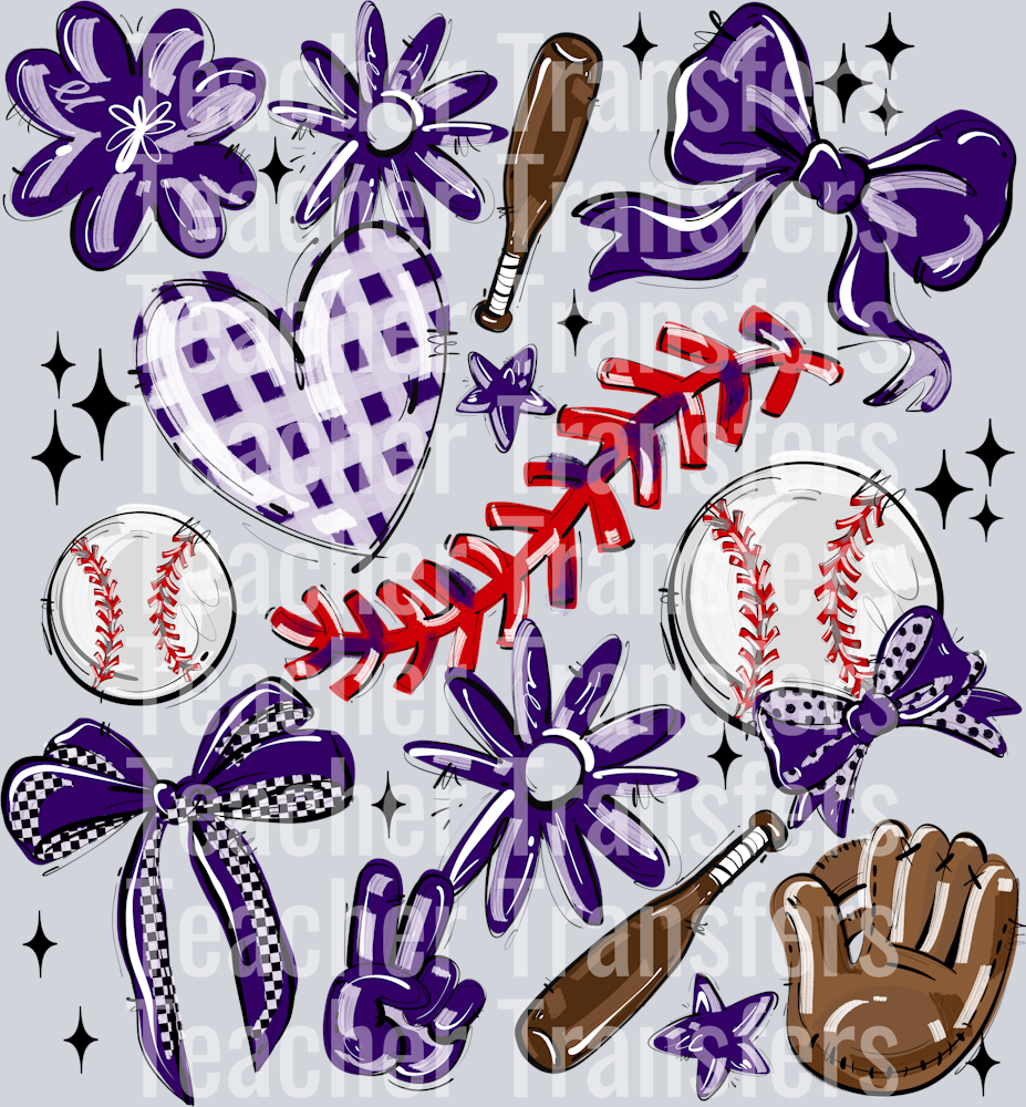 PURPLE PLAY BALL COLLAGE BASEBALL