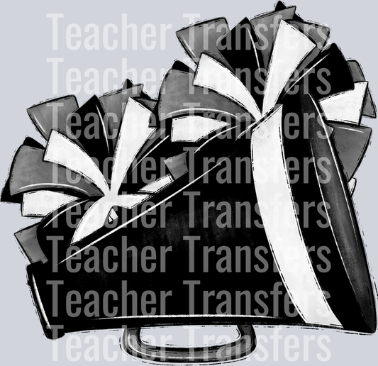 Cheer Poms and Megaphones BLACK