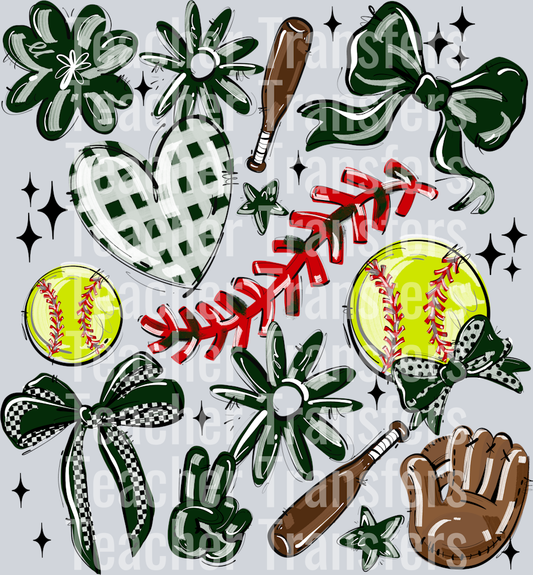 DARK GREEN PLAY BALL COLLAGE SOFTBALL